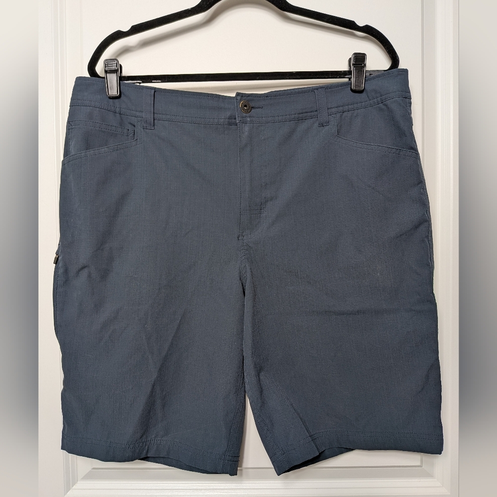 BC Clothing Co Shorts Recycled Polyester Zip Pockets Blue Grey, Size 38